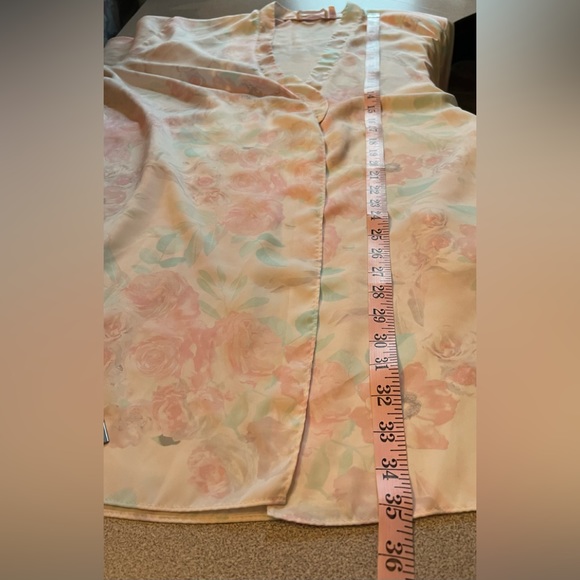 La Vie En Rose 🌹 Pastel Floral Lace Trim Kimono Robe Size S/M - Picture 11 of 12
